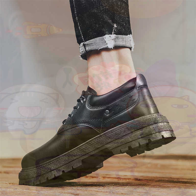 Office Print Tech - Dark Natural Leather Fashion Trainers Tennis