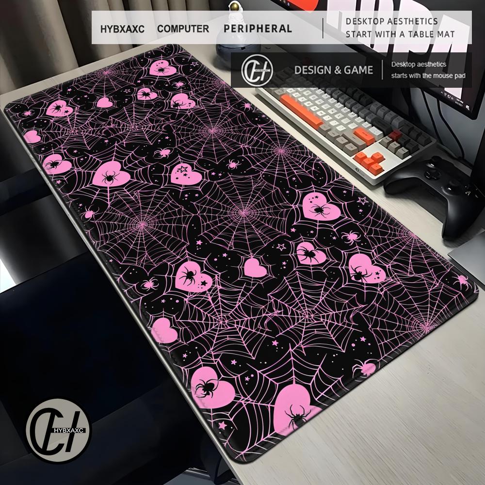 Office And Tech - 90x40 White or Pink Spiderweb Hearts