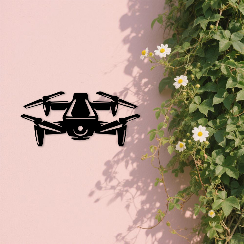 Office And Tech - 2D Flat Drone Silhouette Metal Wall