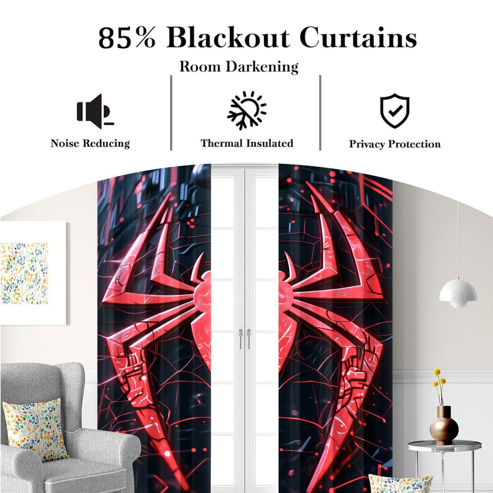 Spider Print Curtains Futurist - đánh giá và giá High Tech Office Room