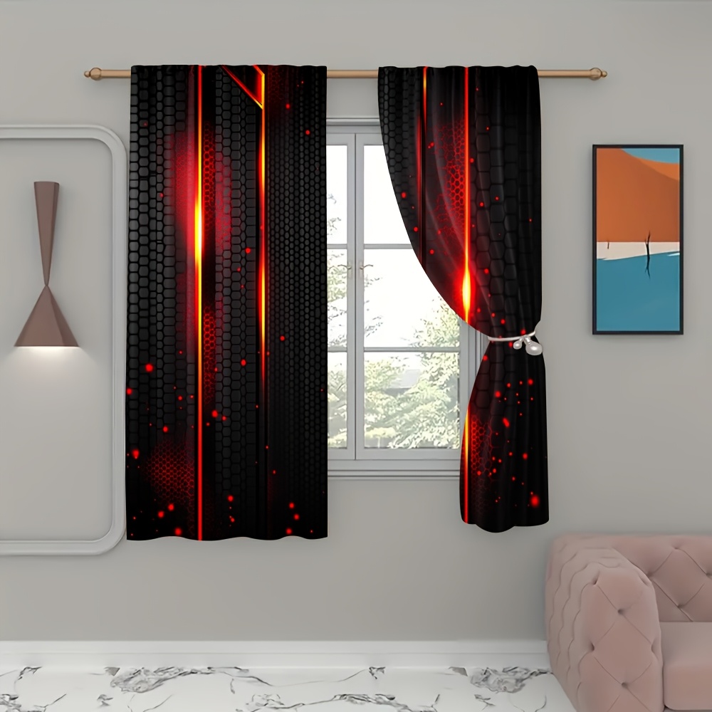 2pcs Lava Curtains Black Red C - đánh giá và giá Office Print Tech