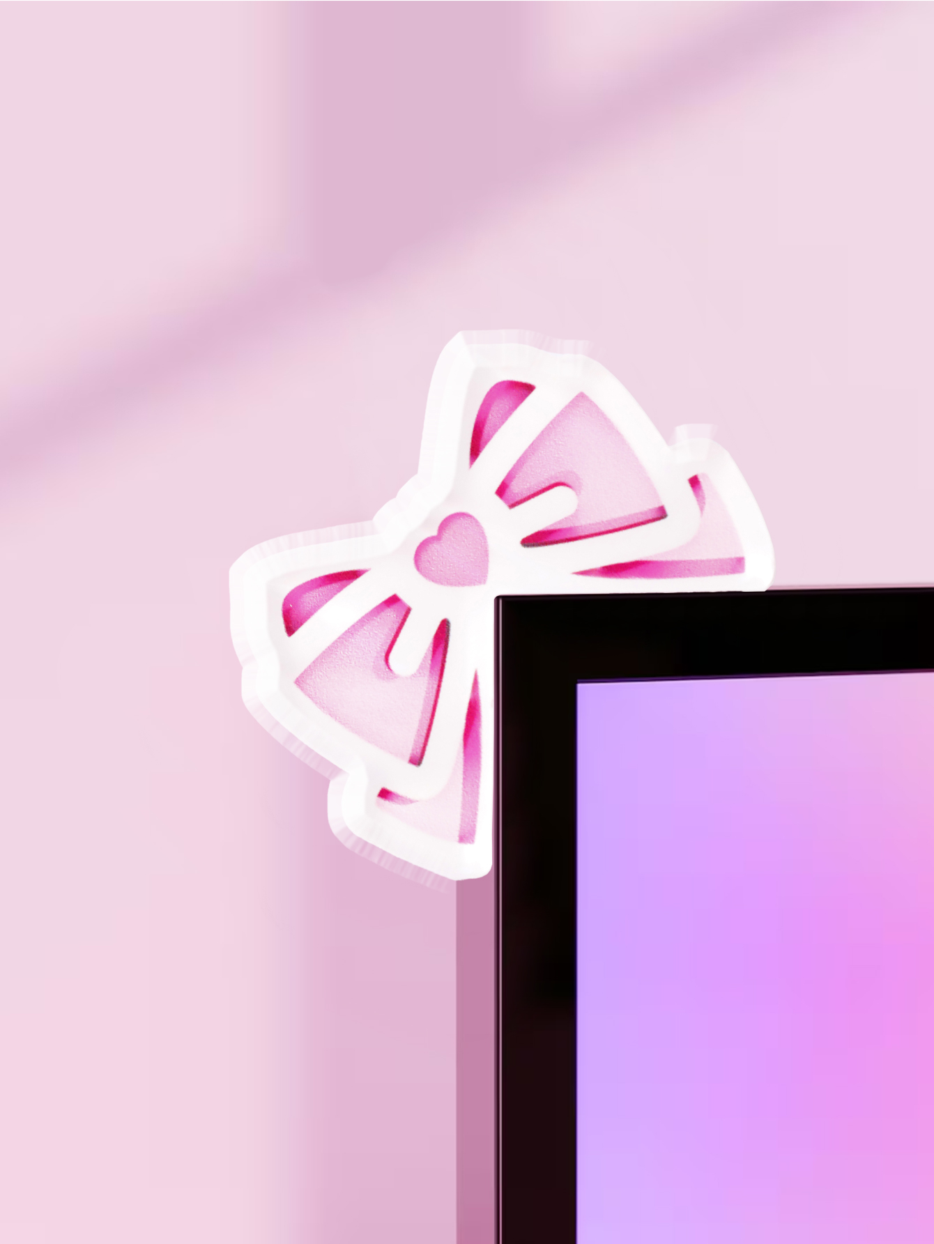 Kawaii Bow Monitor Decor Pink  - đánh giá và giá Office Desk Tech Accessories